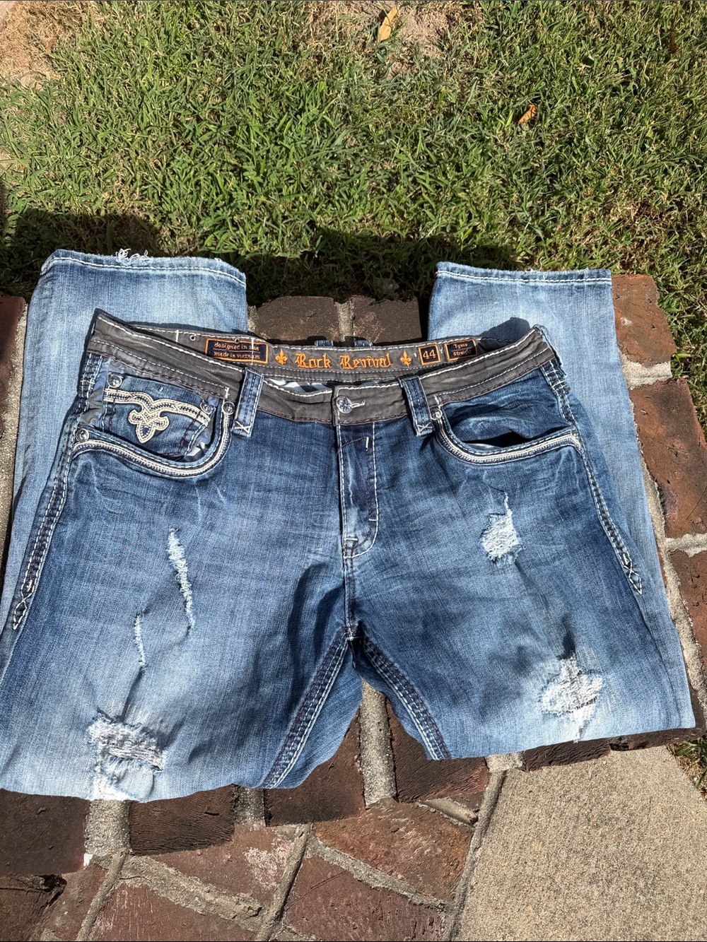 Rock Revival "Tyme" straight leg blue jeans size 44 - Picture 4 of 8